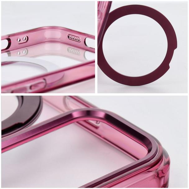 Etui na iPhone 18 Pro / 17 Pro Frame Circle Stand zgodne z MagSafe burgundowy