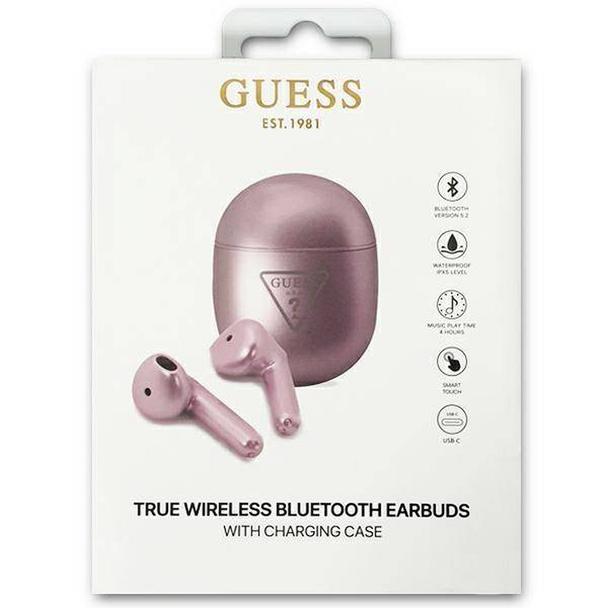 GUESS słuchawki bezprzewodowe bluetooth TWS + stacja dokująca GUTWST82TRU (Triangle Logo) fioletowe