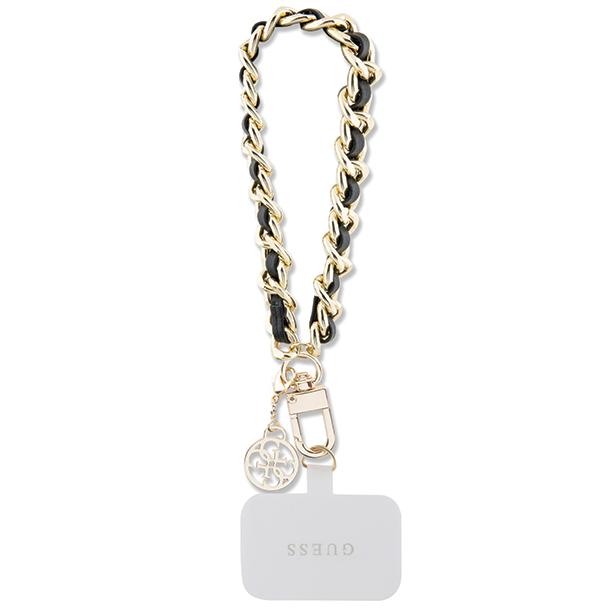 GUESS hand strap GUOUCHSAMC4K (Saffiano Chain Strap 4G Charm) czarny