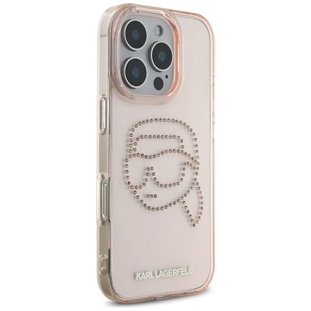 KARL LAGERFELD futerał do IPHONE 16 Pro KLHCP16LHKHDCELP (IML Rhinestones S K Head) różowy