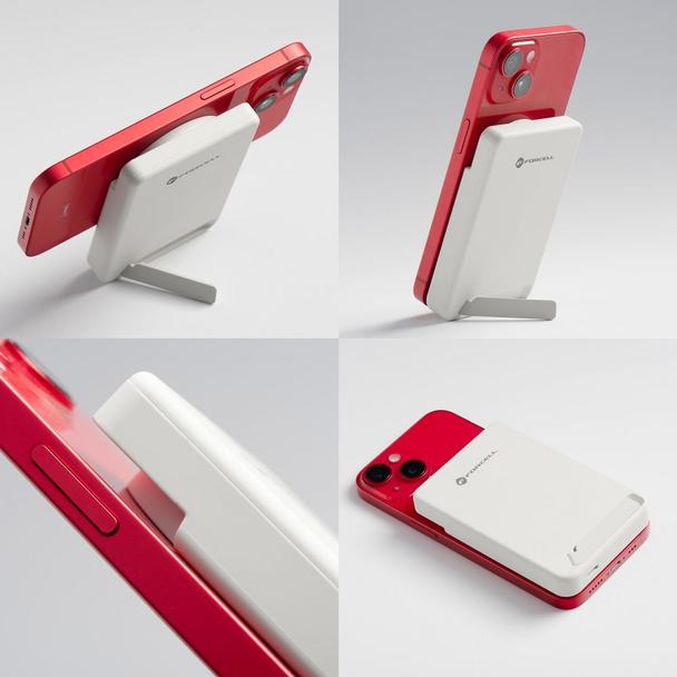 Powerbank zgodny z MagSafe Forcell F-Energy MagStand QI2 F5K10 QC3.0 PD3.0 20W 5000 mAh biały 0INT