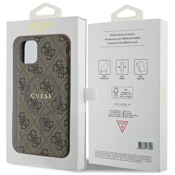 GUESS futerał do IPHONE 11 kompatybliny z MagSafe GUHMN61G4GFRW (4G Ring classic logo) brązowy