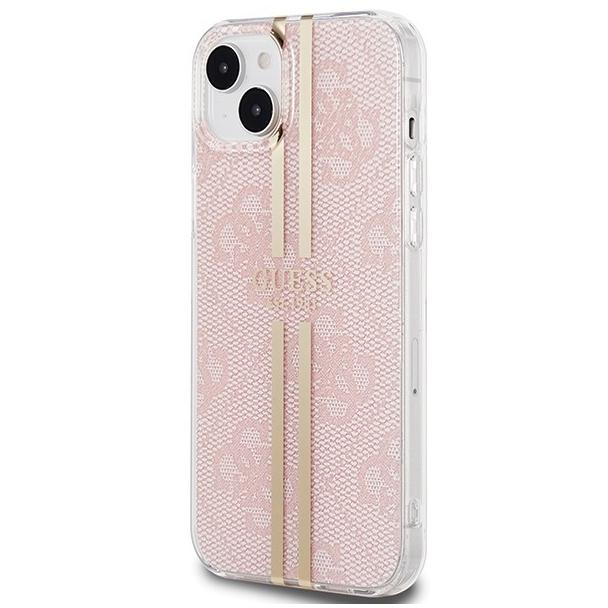 GUESS futerał do IPHONE 15 GUHCP15SH4PSEGP (4G Gold Stripe) różowy