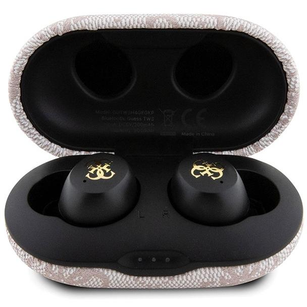 GUESS słuchawki bezprzewodowe bluetooth TWS ENC + stacja dokująca GUTWSP4EGP (4G Metal) różowe