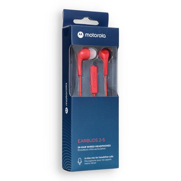 Słuchawki przewodowe douszne z mikrofonem MOTOROLA Ear Buds 2-s czerwone