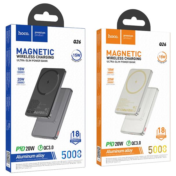 Powerbank zgodny z MagSafe Hoco 5000 mAh QC PD 2A 20W Q26 pomarańczowy