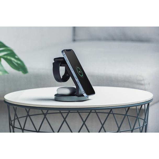 FORCELL ładowarka indukcyjna Qi 3w1 15W Solid Mag Charger kompatybilny z MagSafe czarna