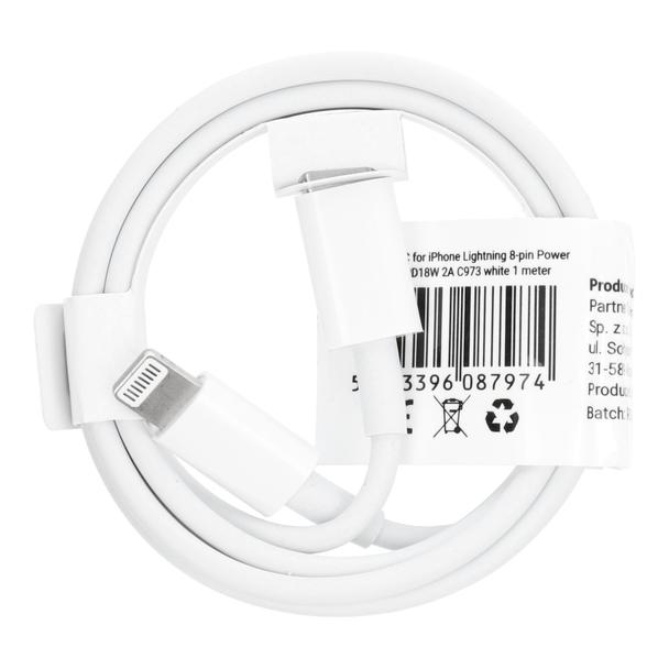 Kabel USB C do Lightning PD 2A 18W 1 m C973 biały