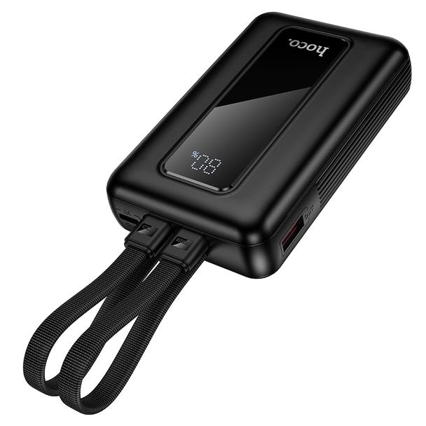 Powerbank 10000 mAh QC PD 22,5W z wbudowanymi kablami USB C + Lightning Hoco J162 czarny