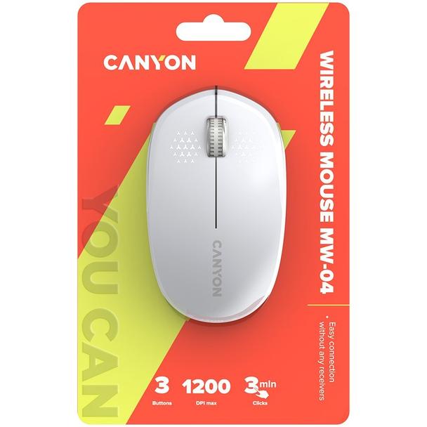 Myszka bezprzewodowa oburęczna BT 1200 dpi CANYON MW-04 biała