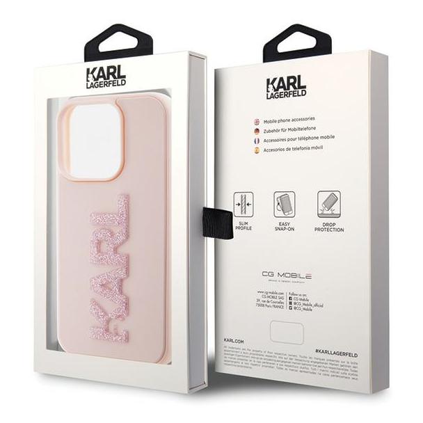 KARL LAGERFELD futerał do IPHONE 15 Pro KLHCP15L3DMBKCP (3D Logo Glitter) różowy