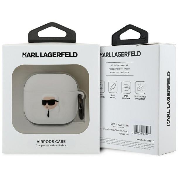 KARL LAGERFELD futerał do APPLE AirPods 4 KLA4RUNIKH (3D SIL NFT K) biały
