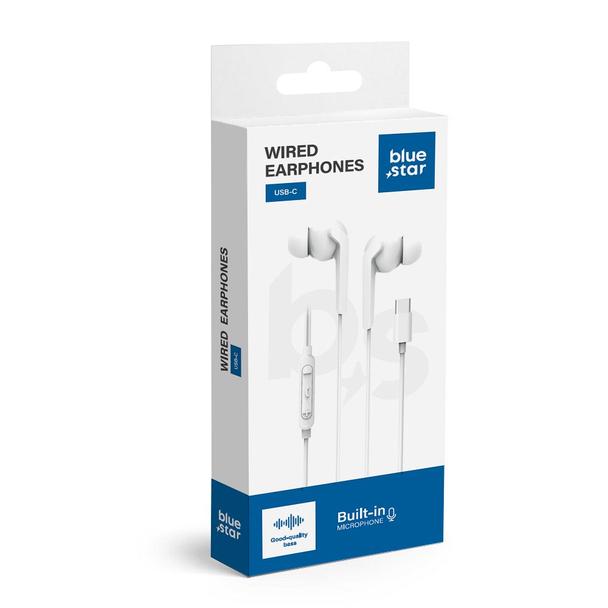 Słuchawki przewodowe douszne USB C (DAC) Blue Star M15C 1,2 m białe