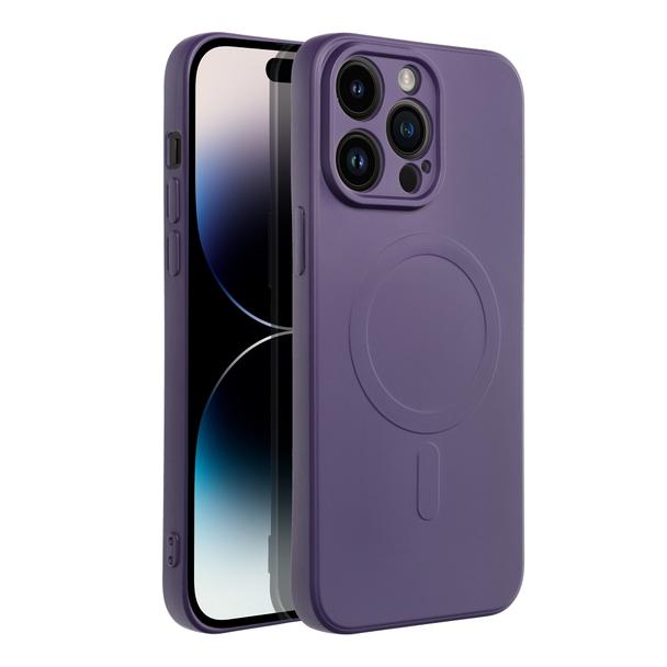 Futerał do iPhone 14 PRO MAX Silicone Mag Cover zgodny z MagSafe ciemnofioletowy