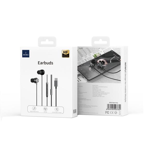 WiWU - Słuchawki stereo na kablu EB315 USB C (DAC) - szare