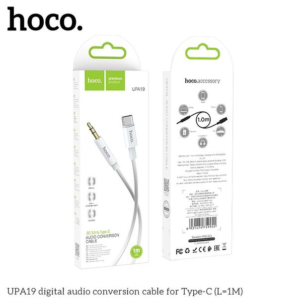 Kabel AUX Jack 3,5 mm do USB C Hoco 1 m UPA19 srebrny