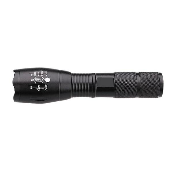 Latarka LED z teleskopowym zoom-em czarna