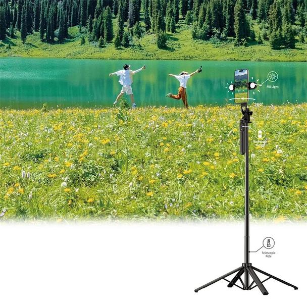 WiWU - Selfie stick Wi-SE012 z funcją tripoda i podwójną, wbudowaną lampą LED
