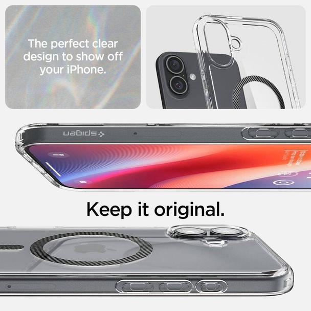 SPIGEN futerał ULTRA HYBRID MAG kompatybilny z MagSafe do IPHONE 16 carbon fiber