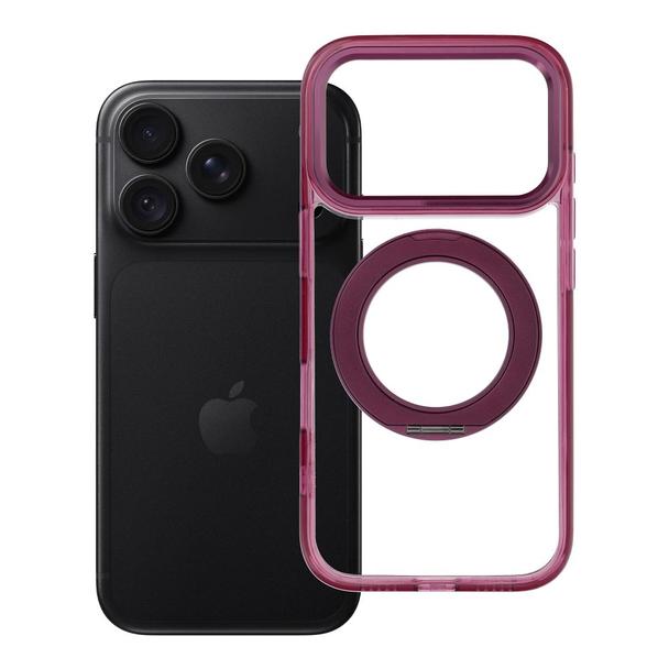 Etui na iPhone 18 Pro / 17 Pro Frame Circle Stand zgodne z MagSafe burgundowy