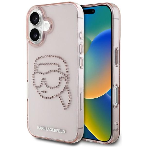 KARL LAGERFELD futerał do IPHONE 16 KLHCP16SHKHDCELP (IML Rhinestones S K Head) różowy