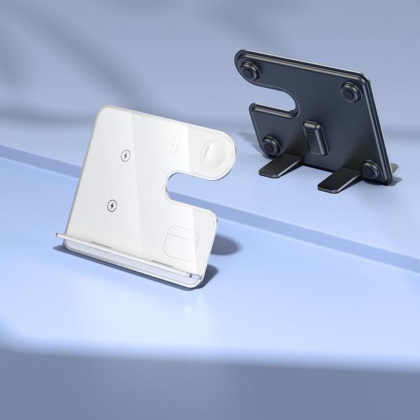 Ładowarka indukcyjna Hoco 3w1 15W zgodna z MagSafe i Apple Watch 15W CQ19 srebrna