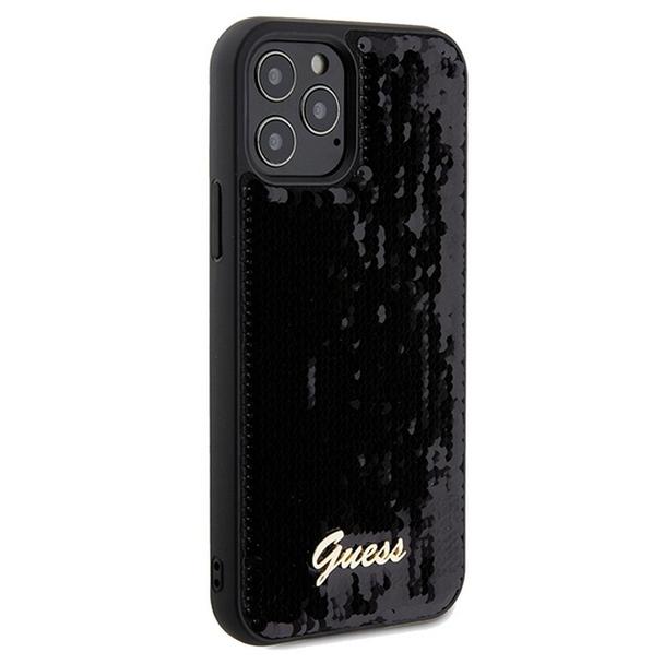 GUESS futerał do IPHONE 12 / 12 Pro GUHCP12MPSFDGSK (Sequin Script Metal) czarny
