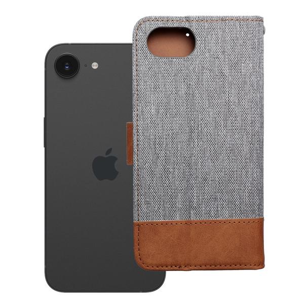 Etui z klapką na iPhone 16e (SE 4 2025) Jeans Book szare