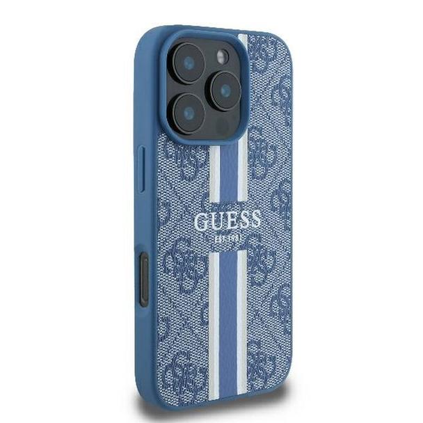 GUESS futerał do IPHONE 16 Pro kompatybilny z MagSafe GUHMP16LP4RPSB (4G Printed Stripes) niebieski