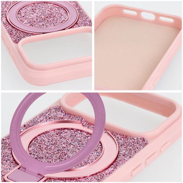 Etui na iPhone 15 Pro Quartz Circle Stand Mag Cover różowe