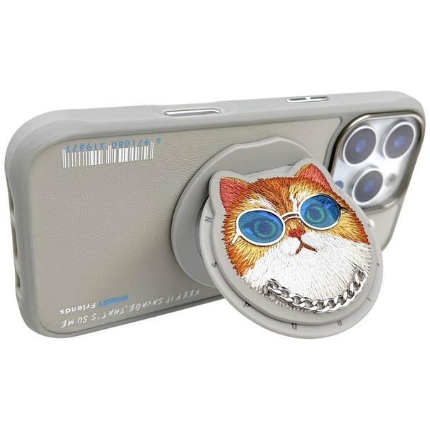 NIMMY futerał GLASSES COOL CAT kompatybilny z MagSafe do IPHONE 16 Pro szary
