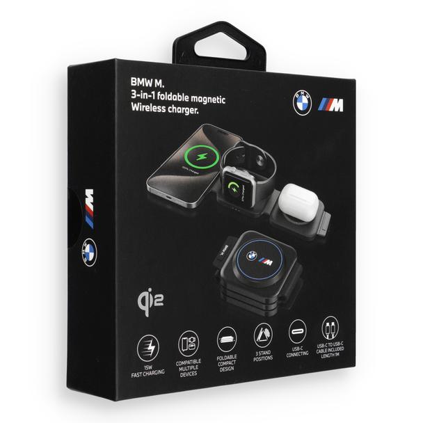 Ładowarka indukcyjna 3w1 BMW M Qi2 15W Print Logo niebieska