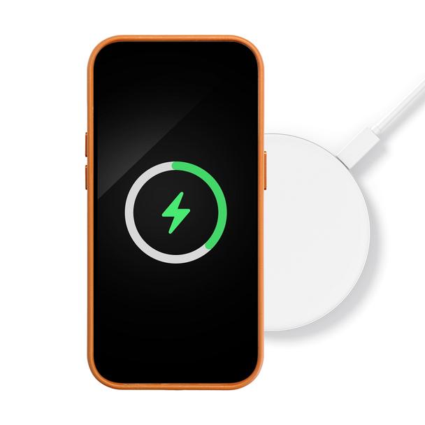 Futerał LEATHER MAG COVER kompatybilny z MagSafe do IPHONE 16 Pro Max pomarańczowy