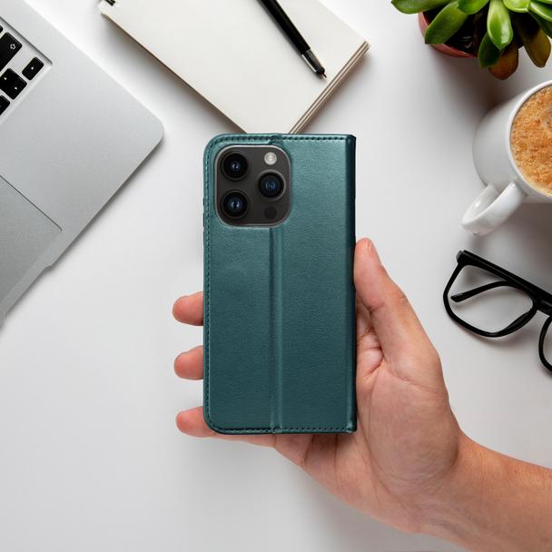 Etui z klapką na iPhone 14 PRO Smart Magneto ciemnozielone