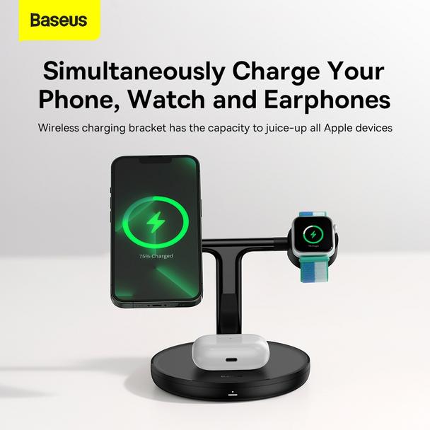 BASEUS ładowarka indukcyjna 3w1 kompatybilna z MagSafe 15W WXTE000101 czarna