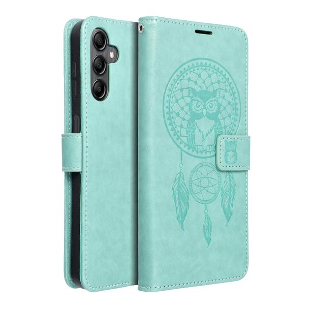 Etui z klapką na Samsung A14 4G / A14 5G Mezzo Book łapacz snów zielone