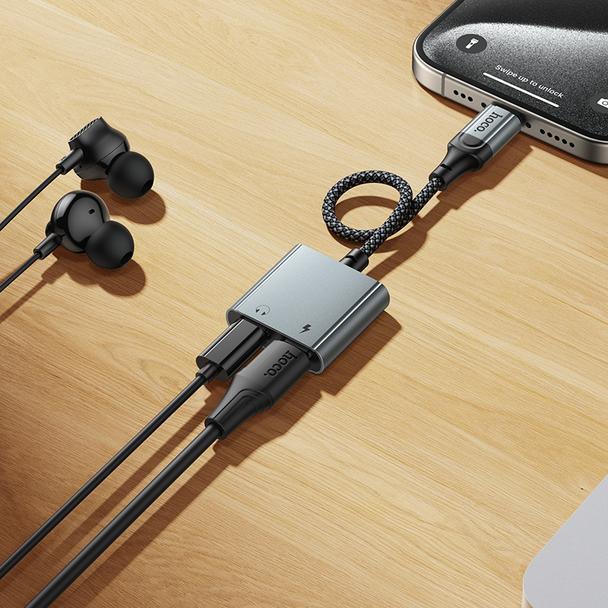 Adapter AUX USB C do 2x USB C max 10W Hoco UPA34A szary