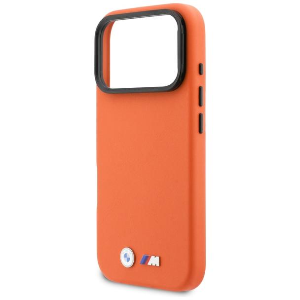 BMW futerał do IPHONE 17 Pro Max kompatybilny z MagSafe BMHMP17X25PFWKCKO (PU W/ Metal Logo) pomarańczowy