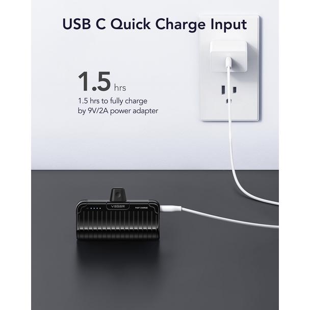 Powerbank Veger PlugOn (W0558P) PD QC3.0 2,4A 20W 5000 mAh z wbudowanym złączem Lightning czarny 0INT