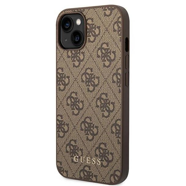 GUESS futerał do IPHONE 14 Plus GUHCP14MG4GFBR (4G Gold Logo) brązowy