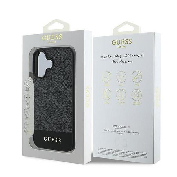 GUESS futerał do IPHONE 16 Plus GUHCP16MG4GLGR (PC/TPU 4G PU Bottom Stripe) szary