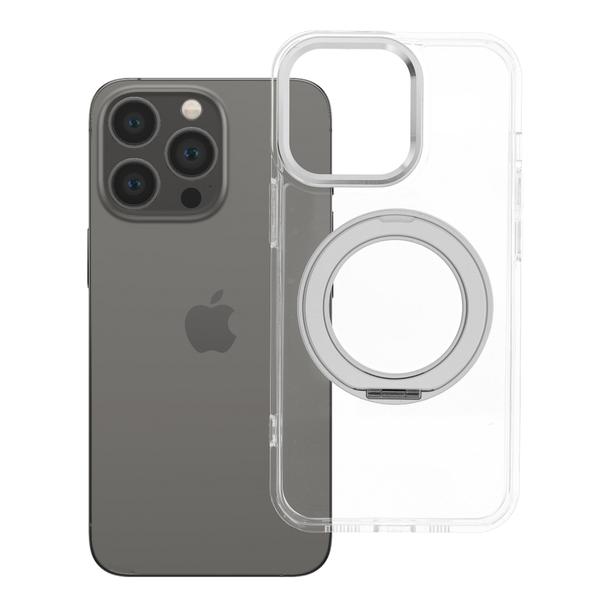 Etui na iPhone 13 PRO Frame Circle Stand zgodne z MagSafe transparentne