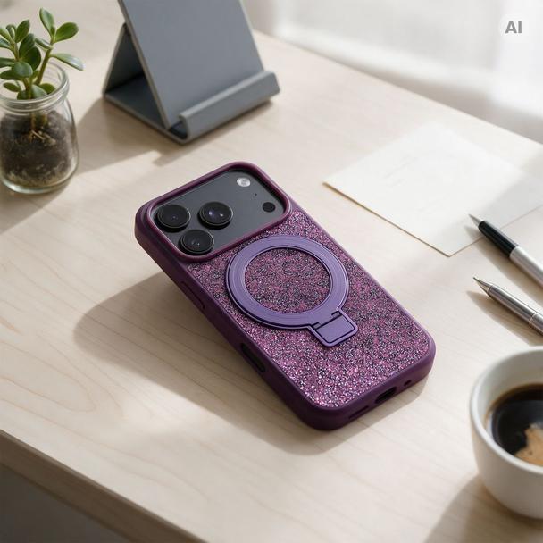 Etui na iPhone 11 Quartz Circle Stand Mag Cover dark cherry