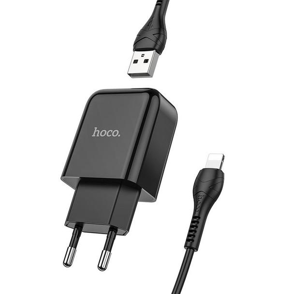 Ładowarka sieciowa do telefonu Hoco USB A 2A 10W + kabel USB A do Lightning N2 czarna