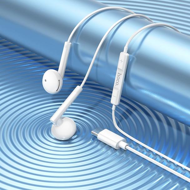 Słuchawki przewodowe douszne USB C Hoco M95 białe