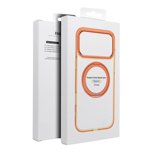Etui na iPhone 17 Pro / 18 Pro Frame Circle Stand zgodne z MagSafe pomarańczowe