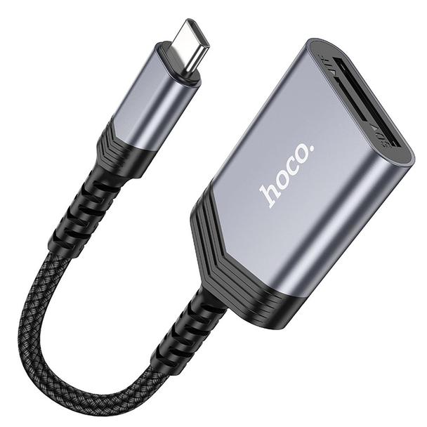 Czytnik kart SD / TF Hoco USB C UA25 szary
