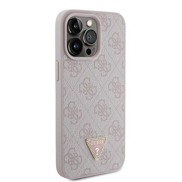 GUESS futerał do IPHONE 15 Pro Max GUHCP15XP4TDPP (PU Leather 4G Triangle Strass) różowy