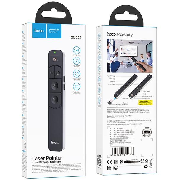 Wskaźnik laserowy bezprzewodowy Hoco bluetooth GM202 srebrny