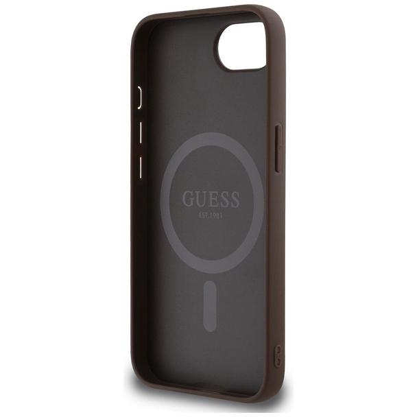 GUESS futerał do IPHONE 16e (SE 4 2025) kompatybilny z MagSafe GUHMPSE4P4TDPW (PU 4G RingTriangle Logo) brązowy